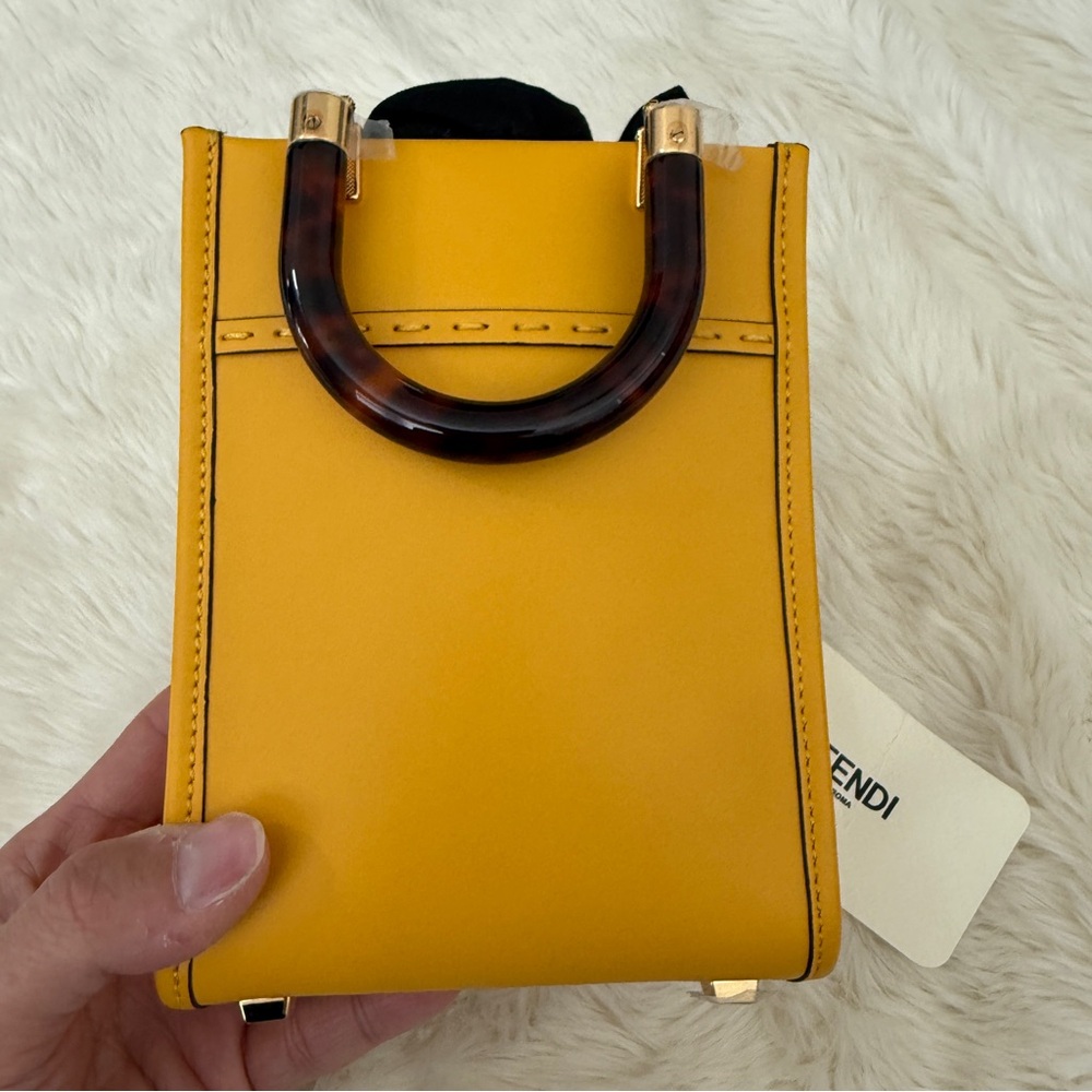 Fendi Yellow Mini Sunshine Shopper Shoulder Bag new with tags - Picture 6 of 11